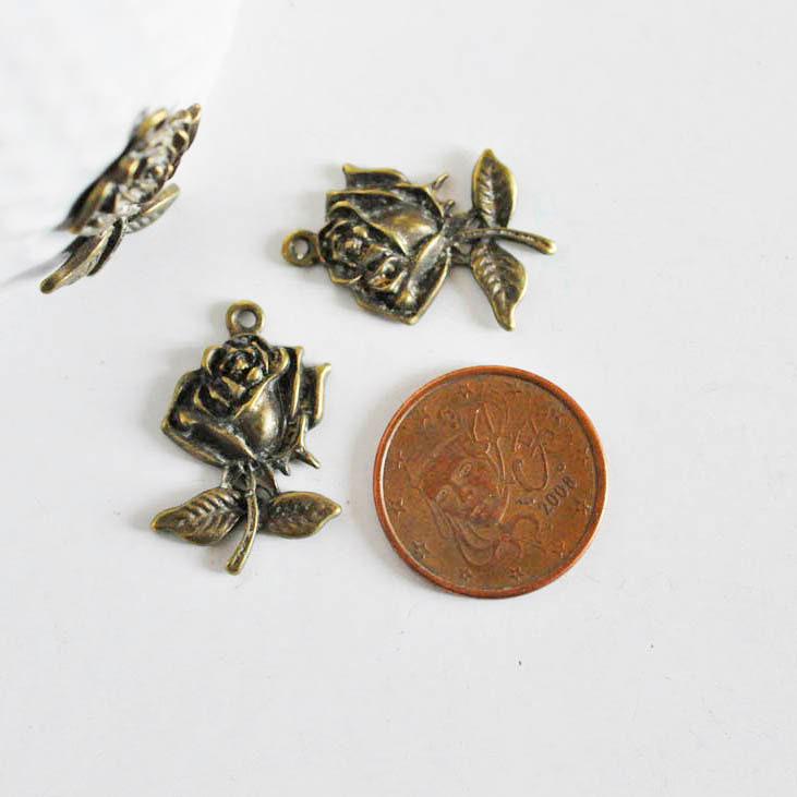 Gingerlily Pendentifs fleur bronze pendentif 2,5cm lot 5 sans nickel