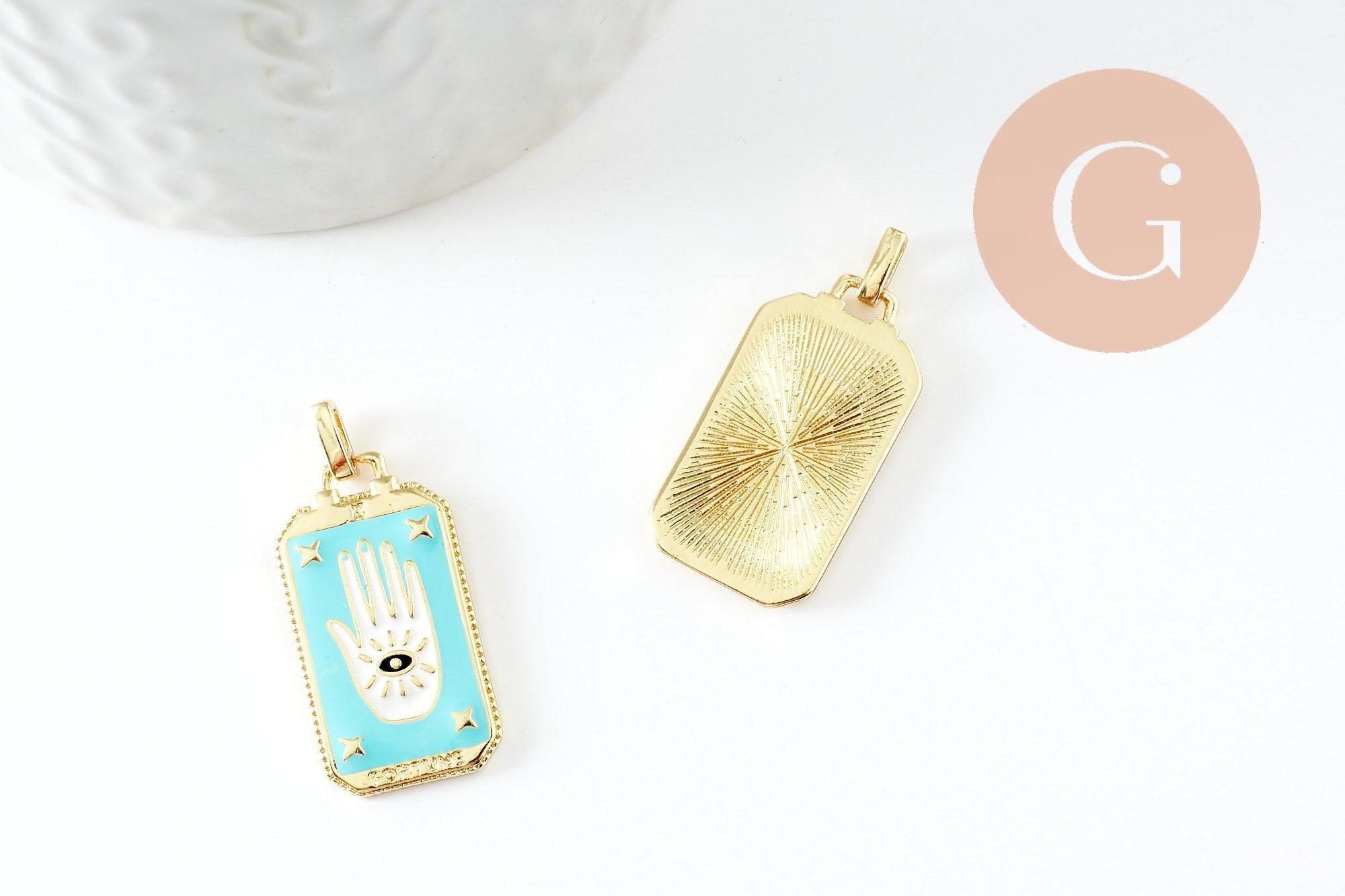 Gingerlily rectangle G10048 pendentif laiton doré noir x1