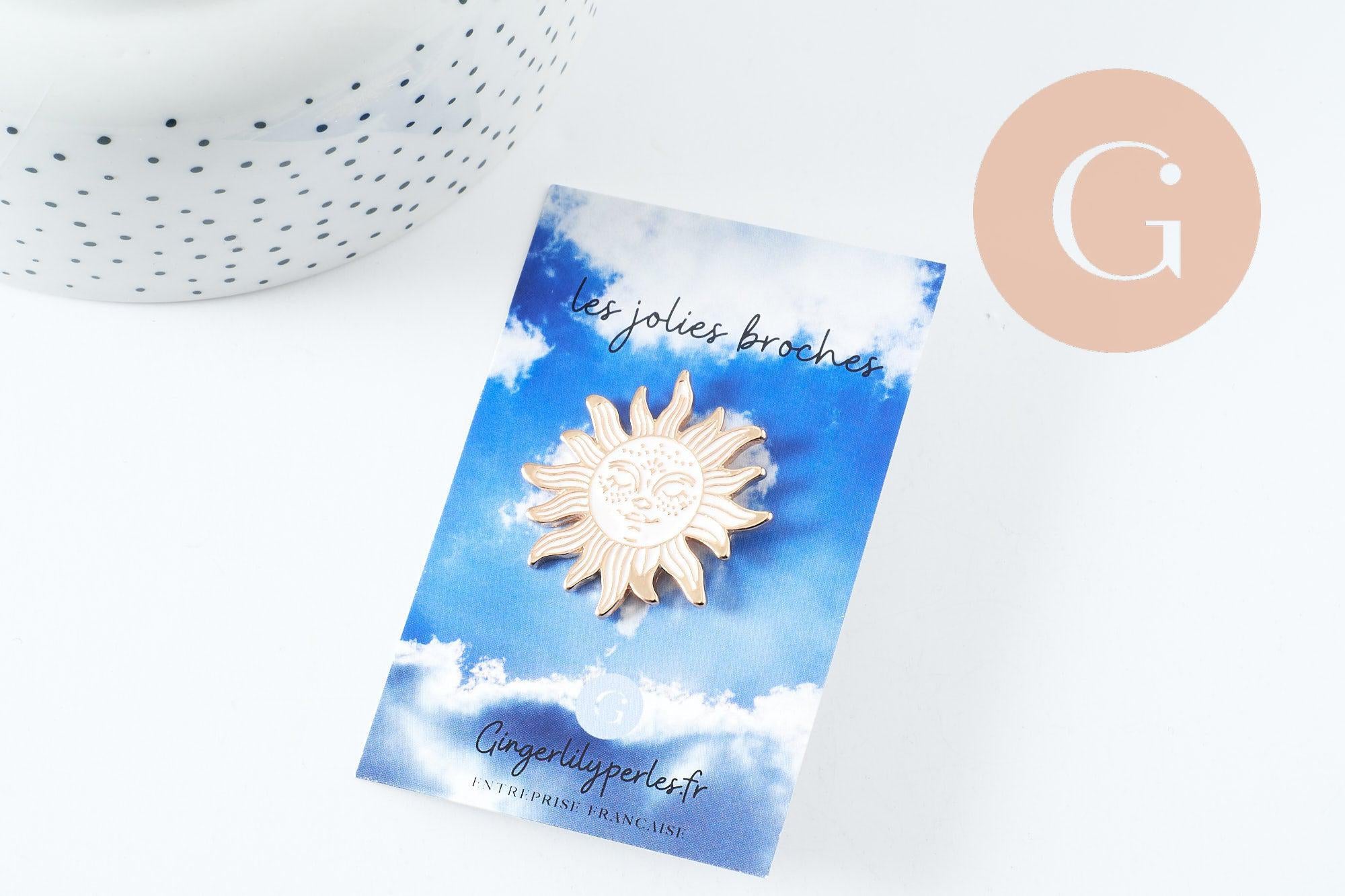 Gingerlily G9747 broche pins soleil blanc doré 35 mm x1