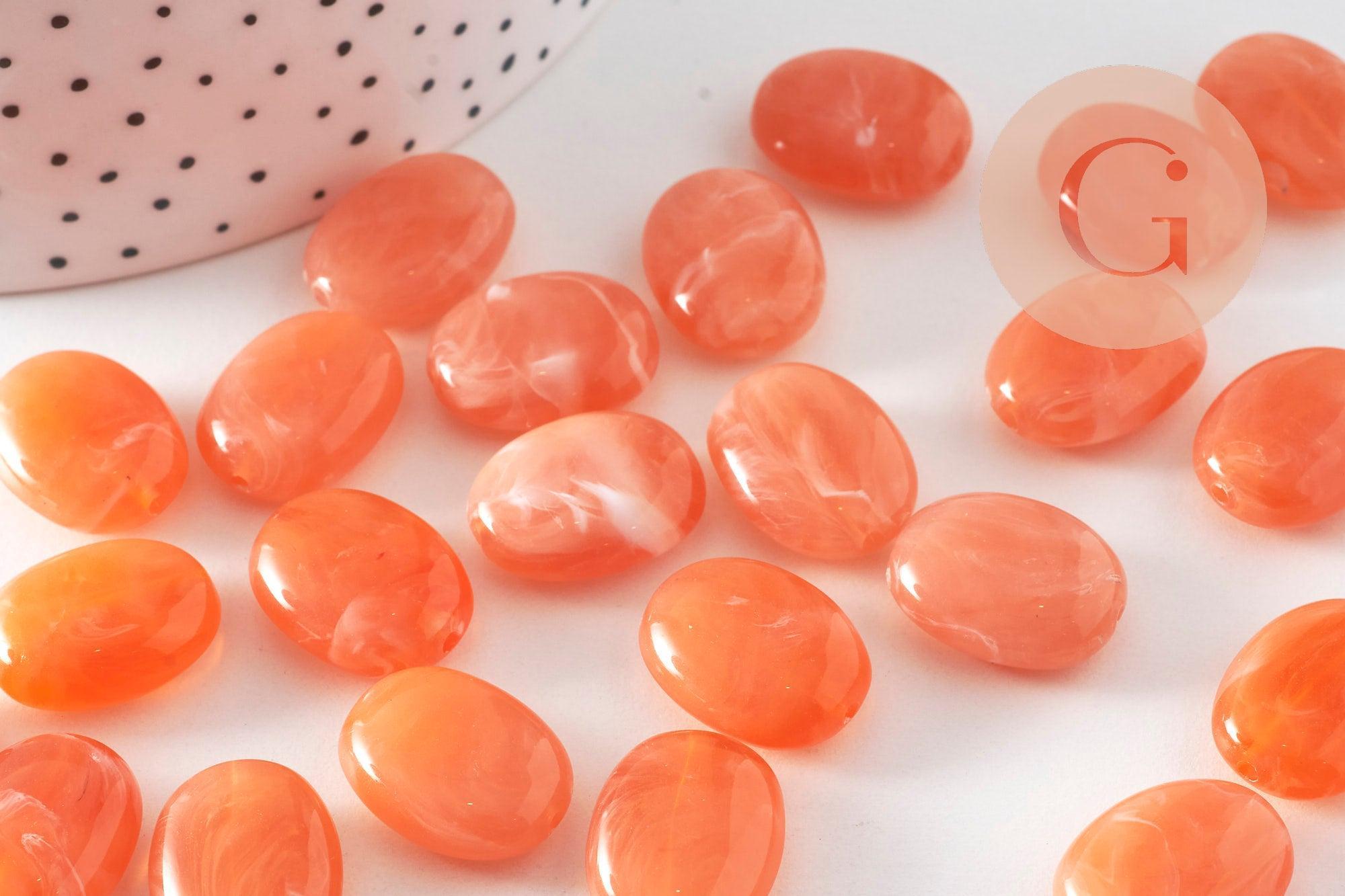 Gingerlily G10489 perle acrylique ovale rouge lot 10