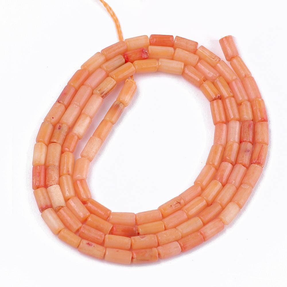 Gingerlily Bambou de mer perle tube orange 4mm 44cm