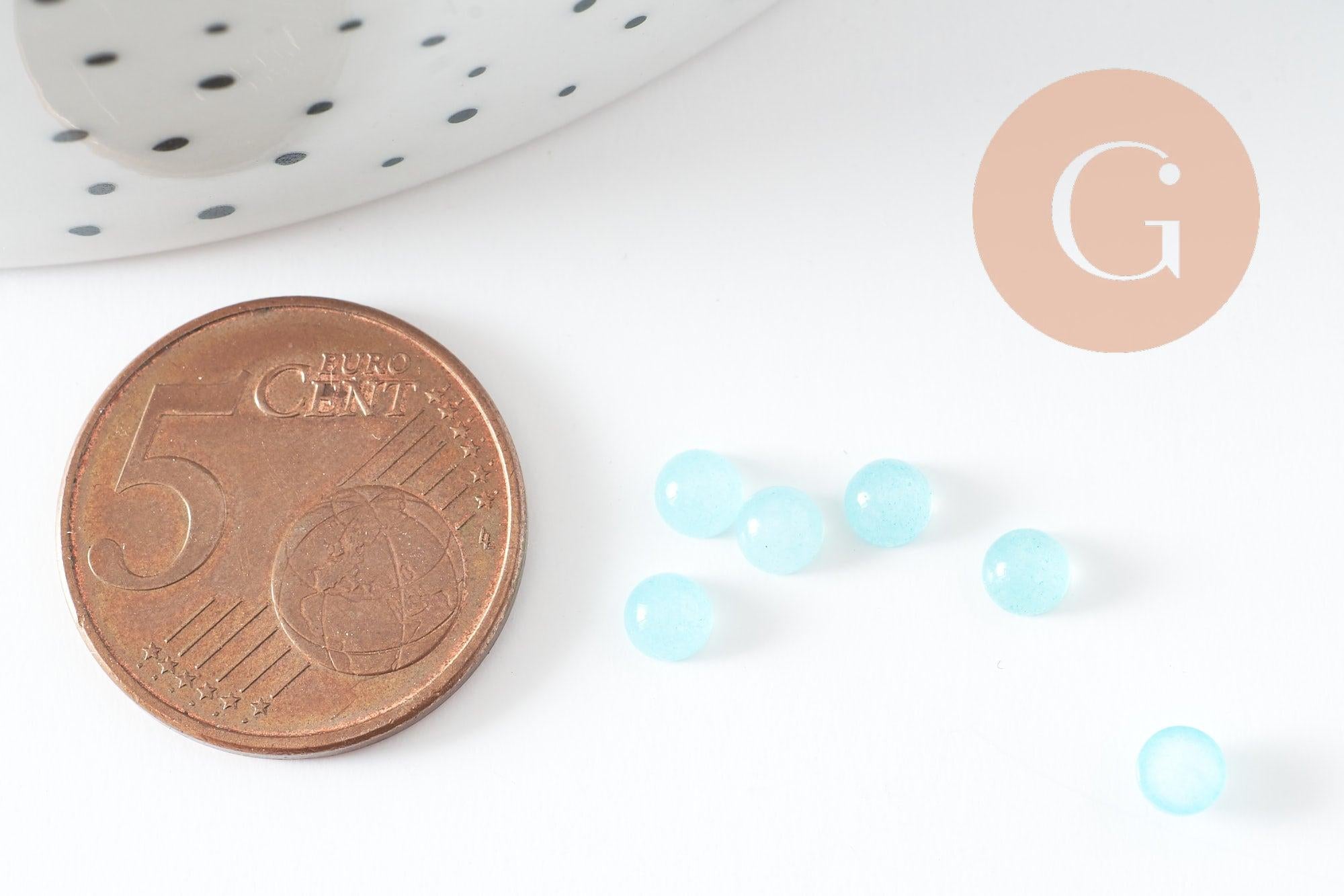 Gingerlily Cabochon rond G9958 jade bleu turquoise clair 4mm x1