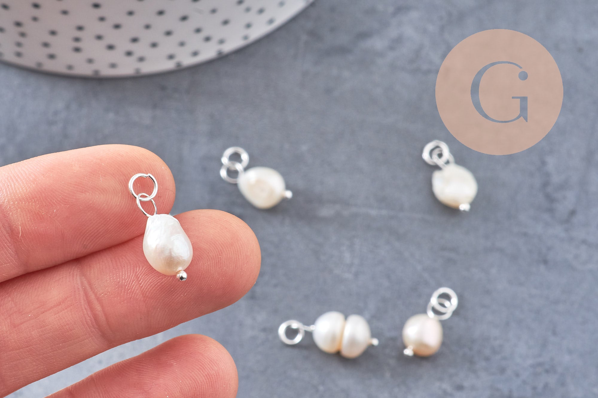 Gingerlily Perle eau douce breloque blanche 15mm x1