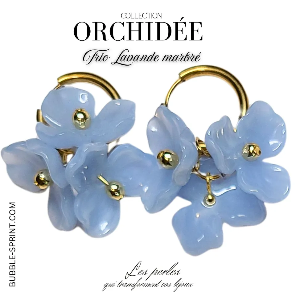 ARTSHOP Trio d’Orchidées créoles lavande marbré 28MM