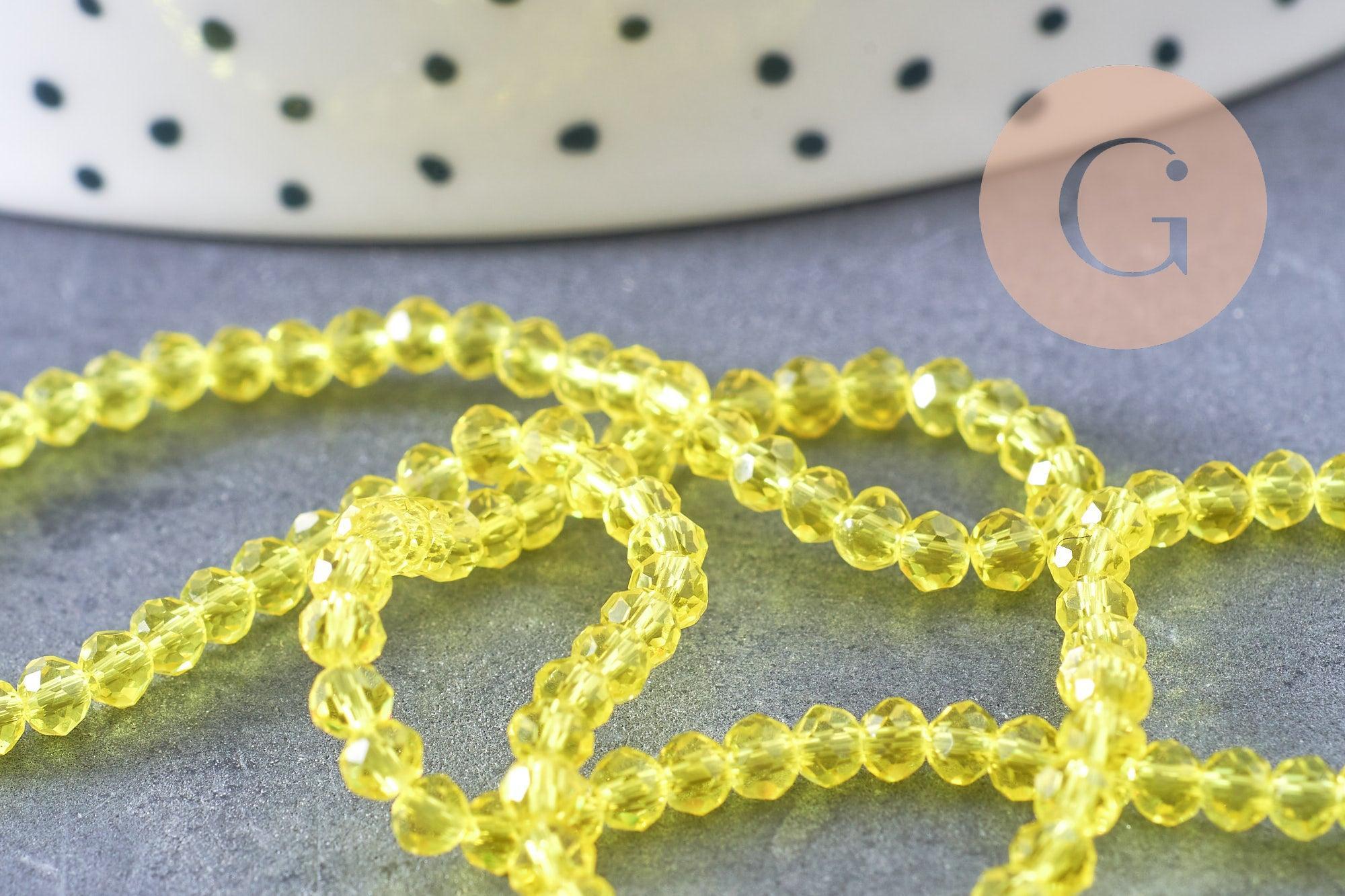 Gingerlily Perles Abacus Cristal Jaune 2.9mm Fil 35cm