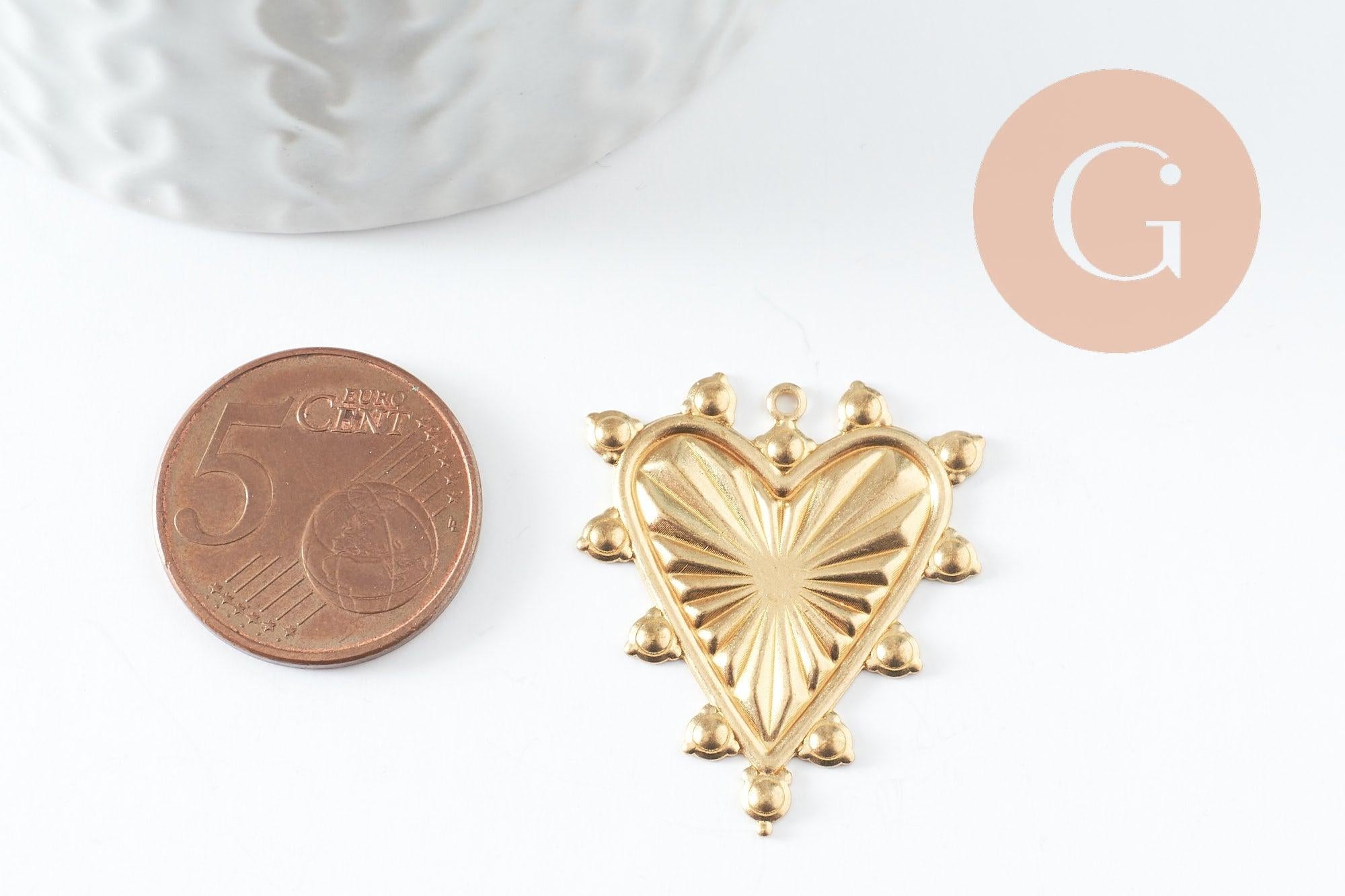 Gingerlily Pendentifs bijoux DIY G9755 pendentif coeur laiton brut 30mm
