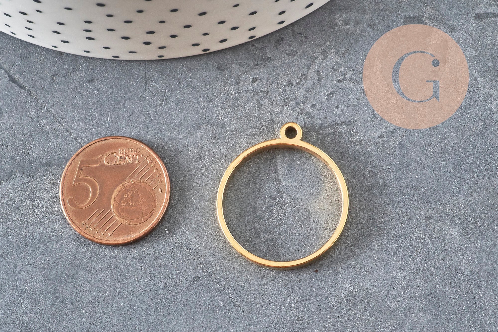 Gingerlily G11250 pendentif rond acier doré sans fond 27,5mm x1