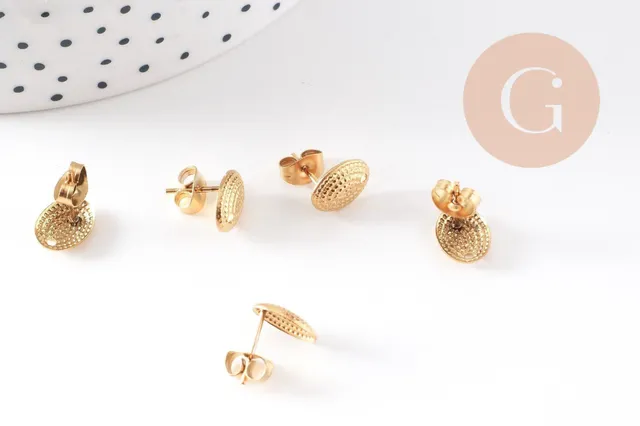 Gingerlily Apprêts clous ovales G10486 acier doré 9,5mm paire