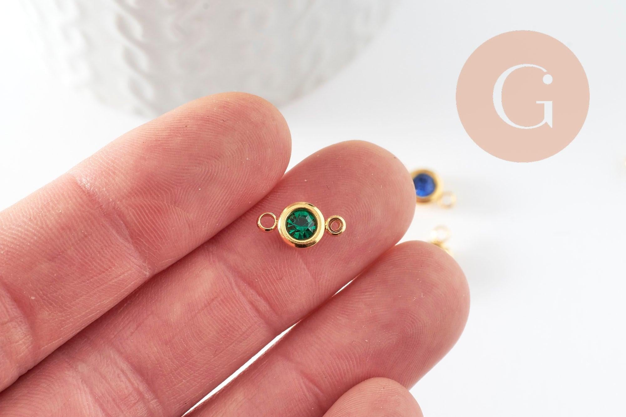 Gingerlily G9582 connecteur rond zircon doré 12mm noir