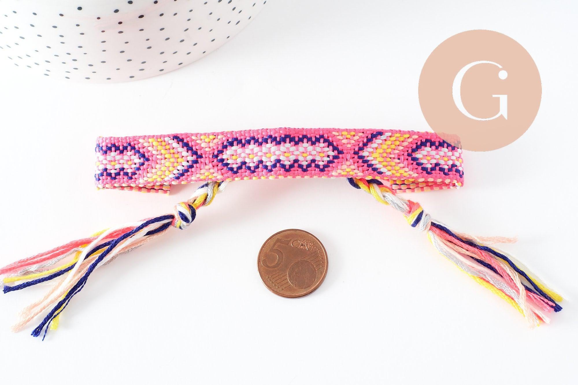 Gingerlily Bracelet brésilien tissé rose jaune 15mm x1 G9560