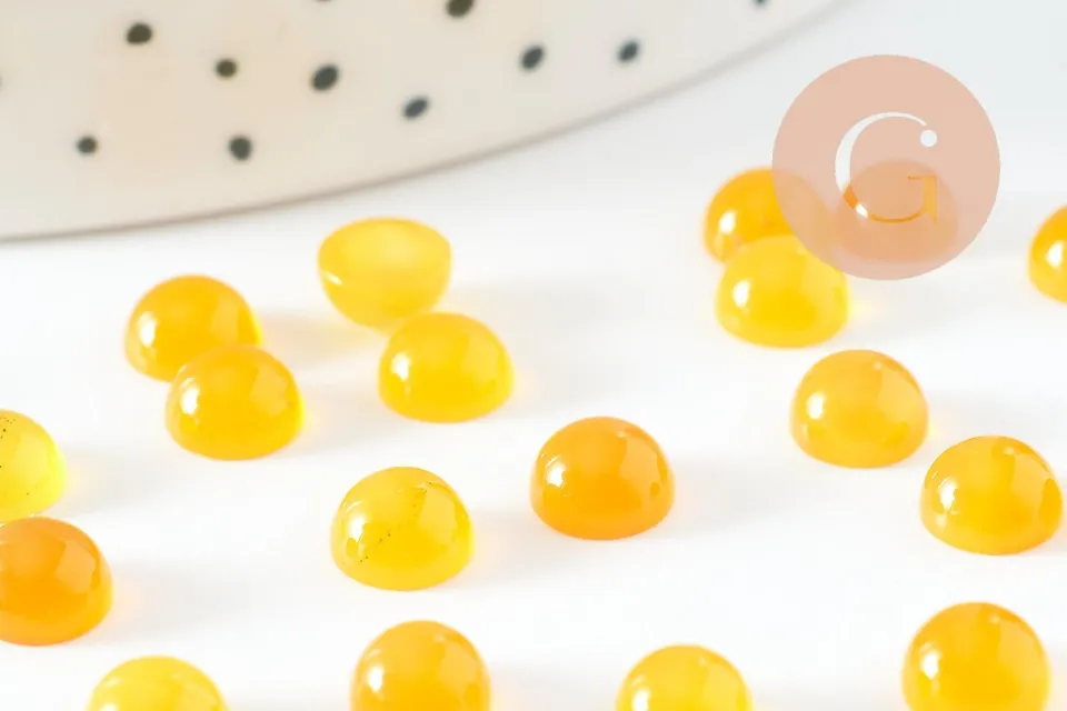 Gingerlily Cabochon rond G10033 agate jaune 6mm x1