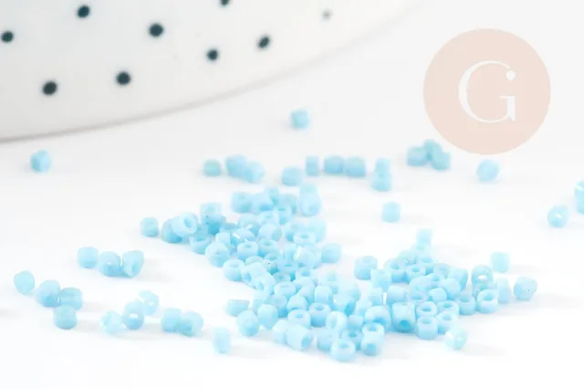 Gingerlily perles rocaille tube verre bleu ciel 2mm 8g