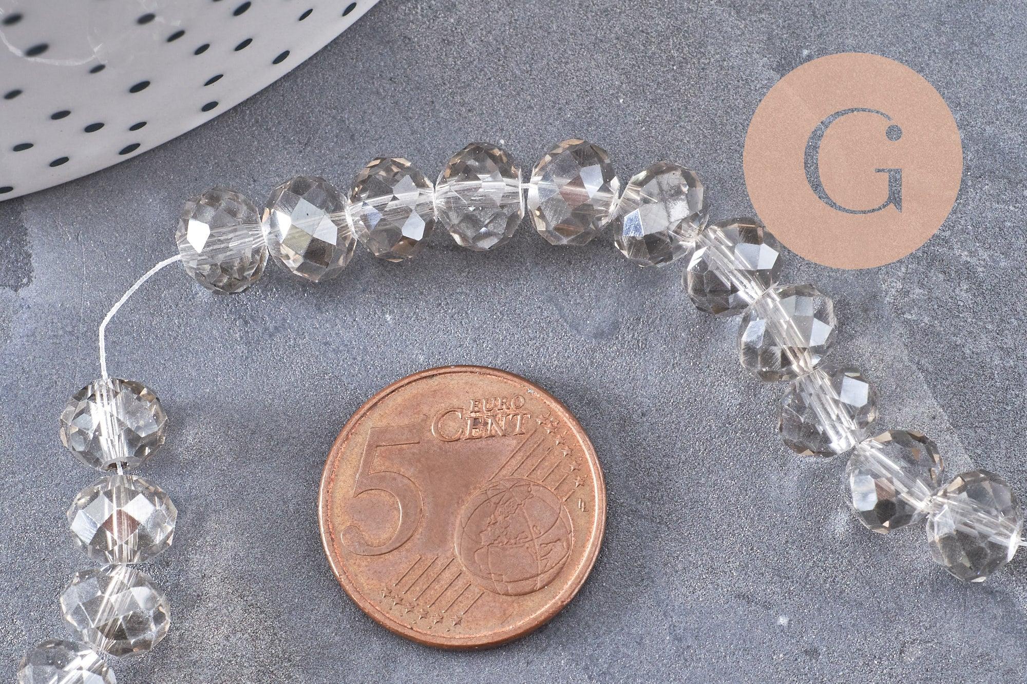 Gingerlily Cristal perles abacus gris facetté 8mm fil 39cm