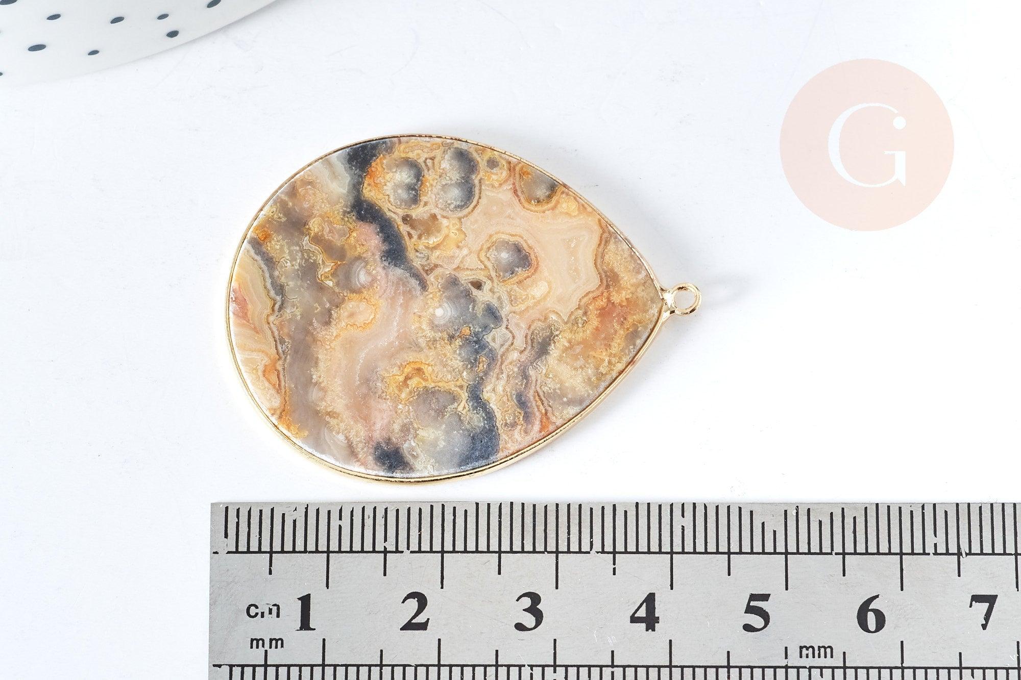 Gingerlily G8371 pendentif goutte agate folle 56-62mm x1