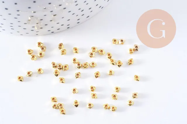 Gingerlily Perles hexagonale zamac doré 4x3.5mm lot 50 facettée