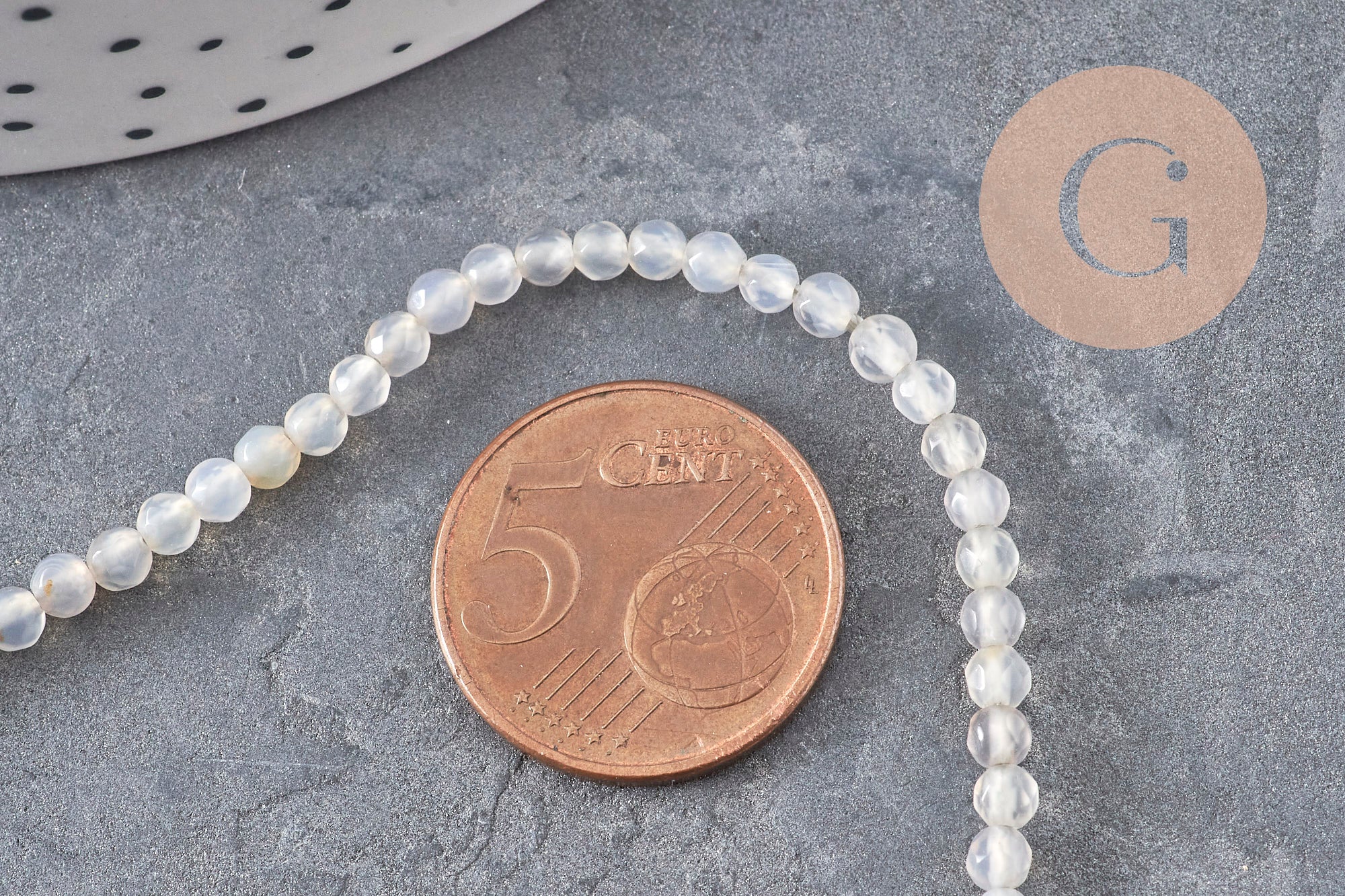 Gingerlily Perles G11095 perles agate grise facettées 3mm fil 38cm