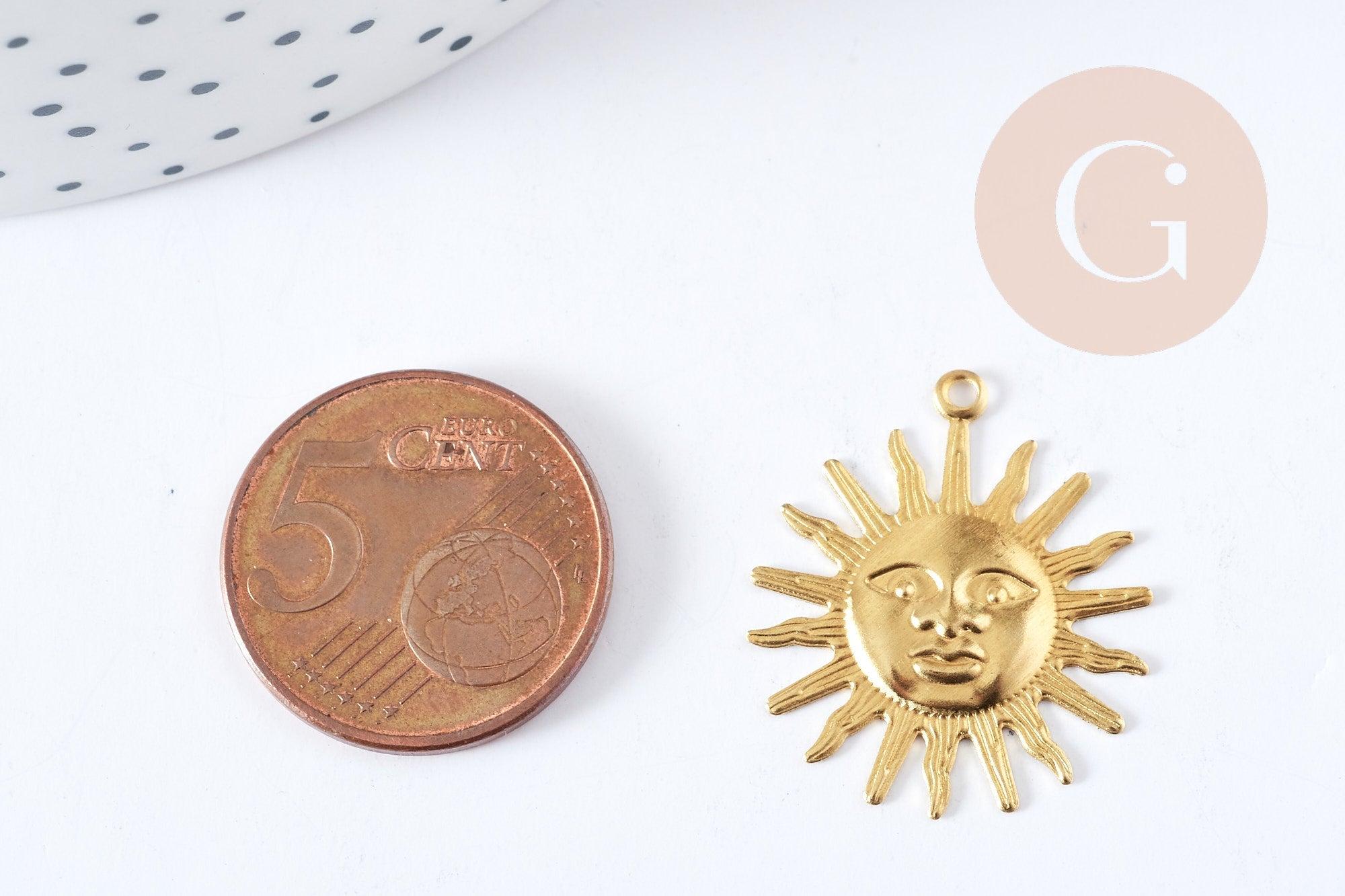 Gingerlily soleil G8840 pendentif laiton brut 25mm sans nickel