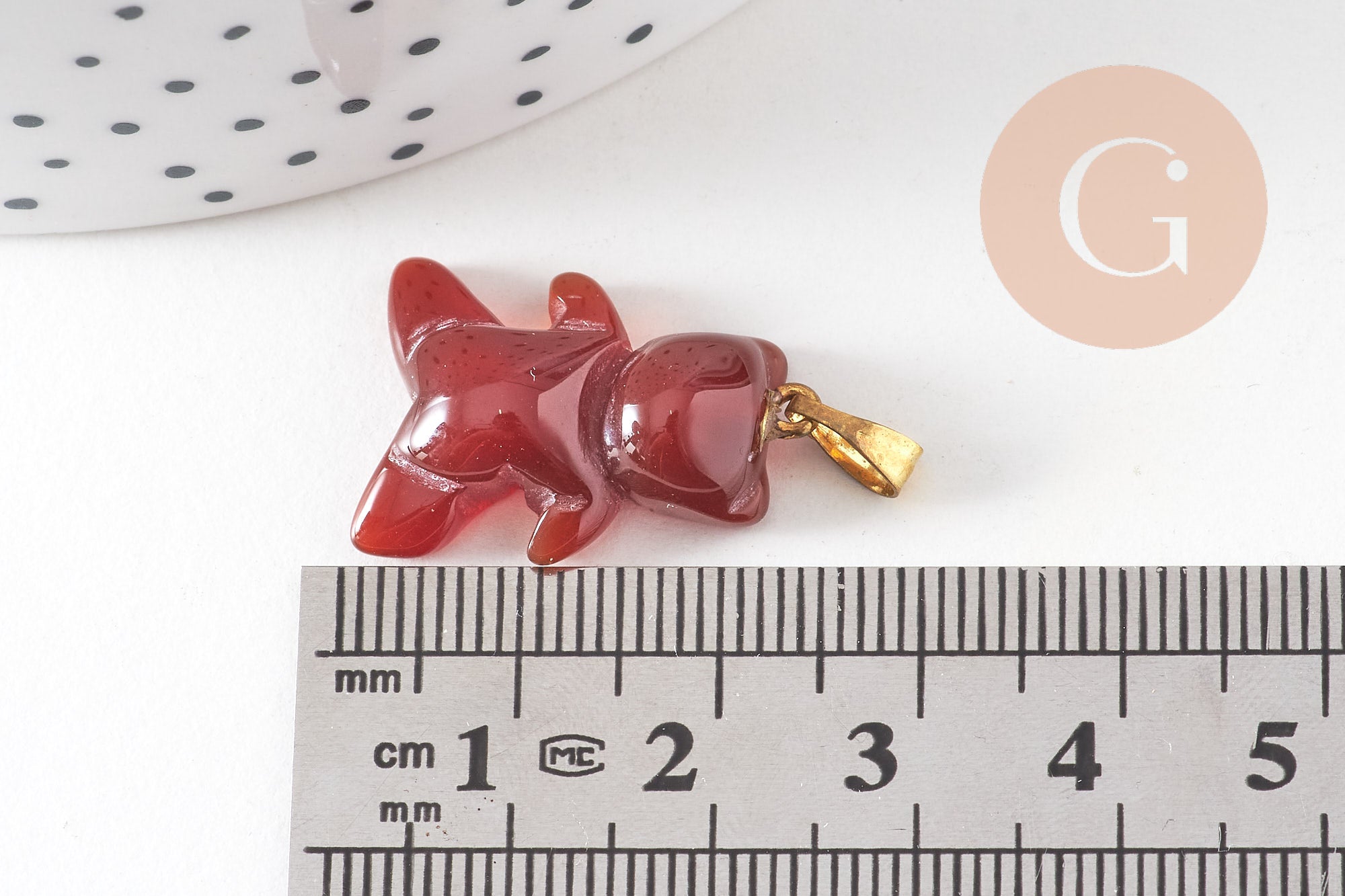 Gingerlily G5702 pendentif ourson agate orange 24 mm x1