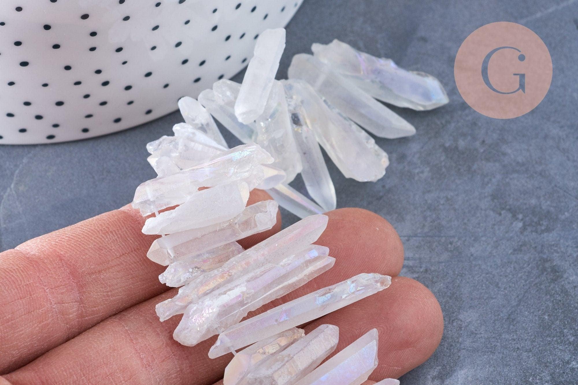 Gingerlily Perles cristal de roche irisé 20-50mm lot 10