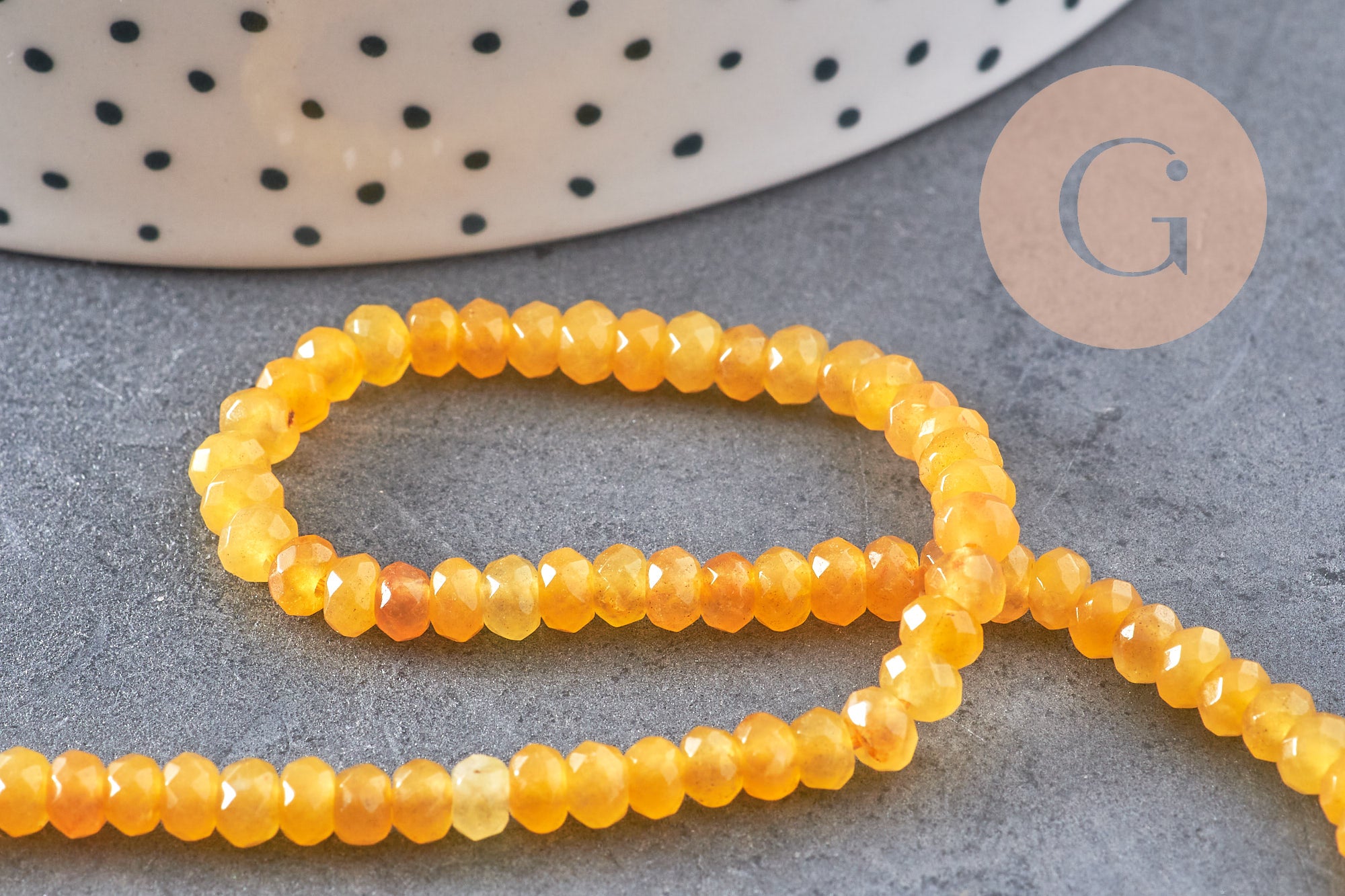 Gingerlily Perles G1710 abacus jade jaune facetté 4mm fil 36cm