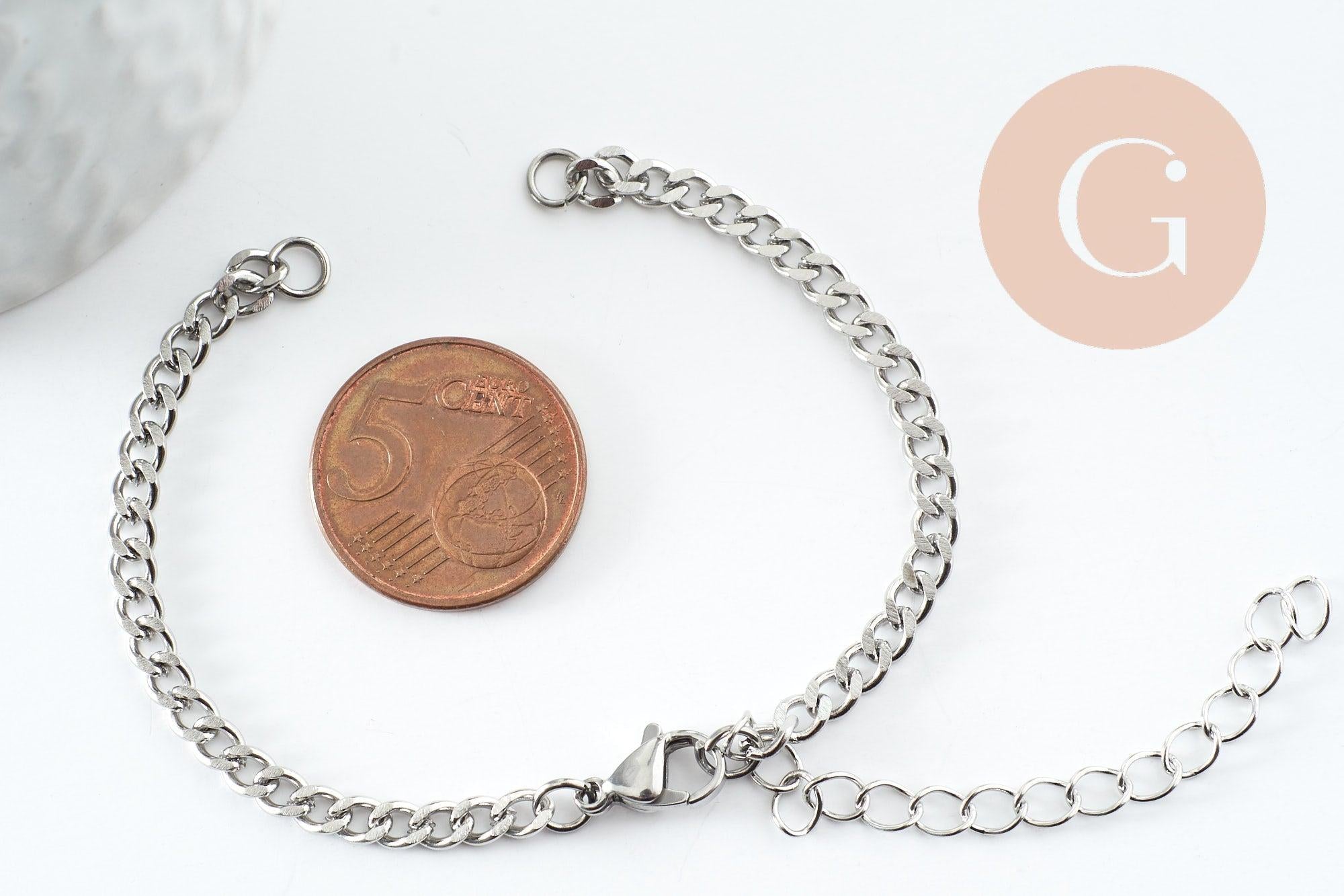 Gingerlily Base bracelet gourmette G9481 acier platine 16,3cm x1