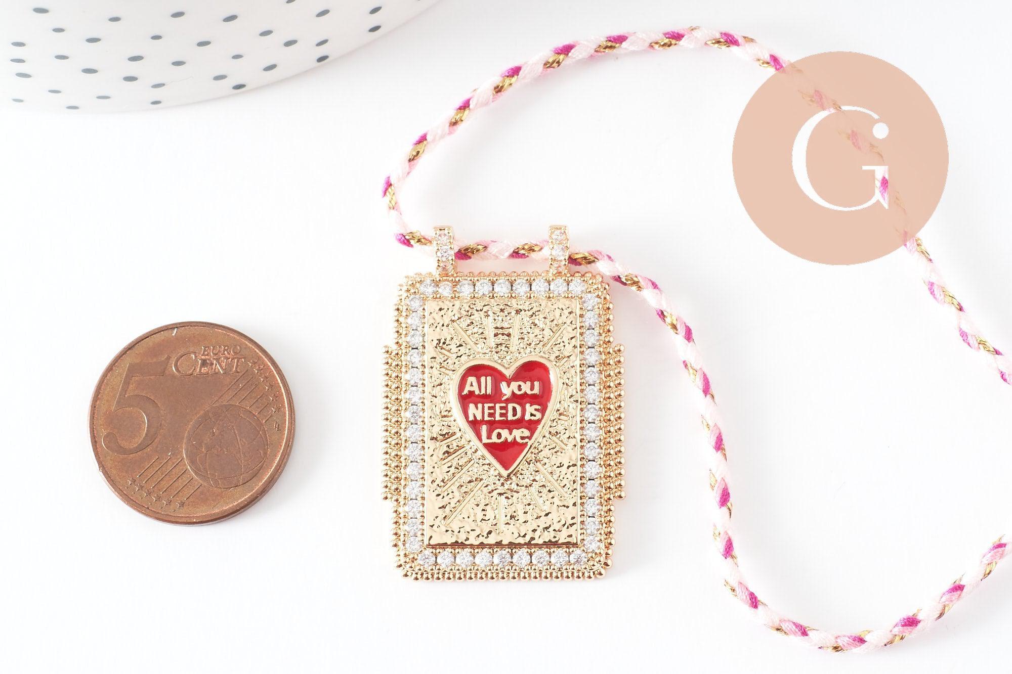 Gingerlily médaille G9568 collier coeur rouge cordon 45 cm