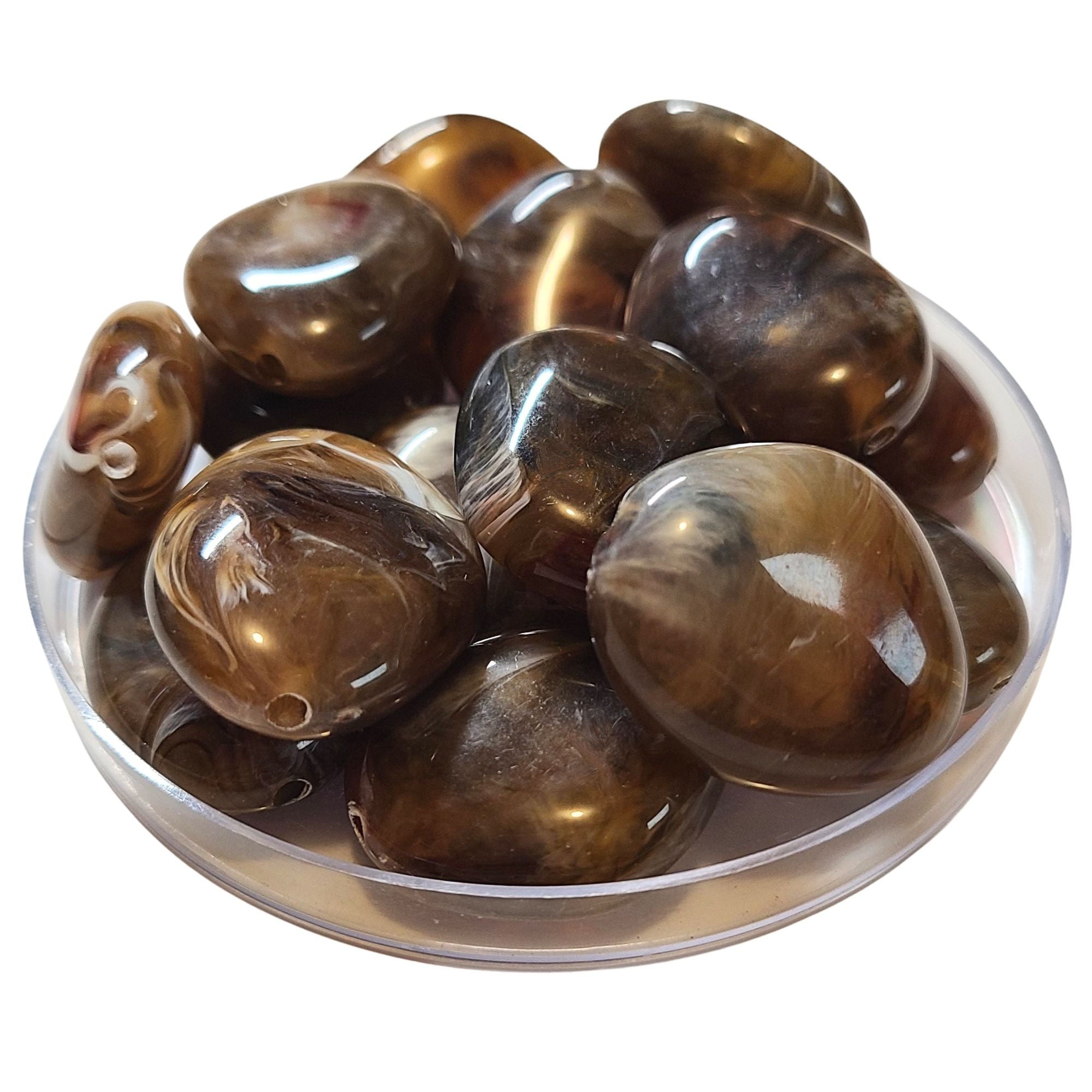 ARTSHOP Galets TIKA 32 perle galet crème marron marbré x1