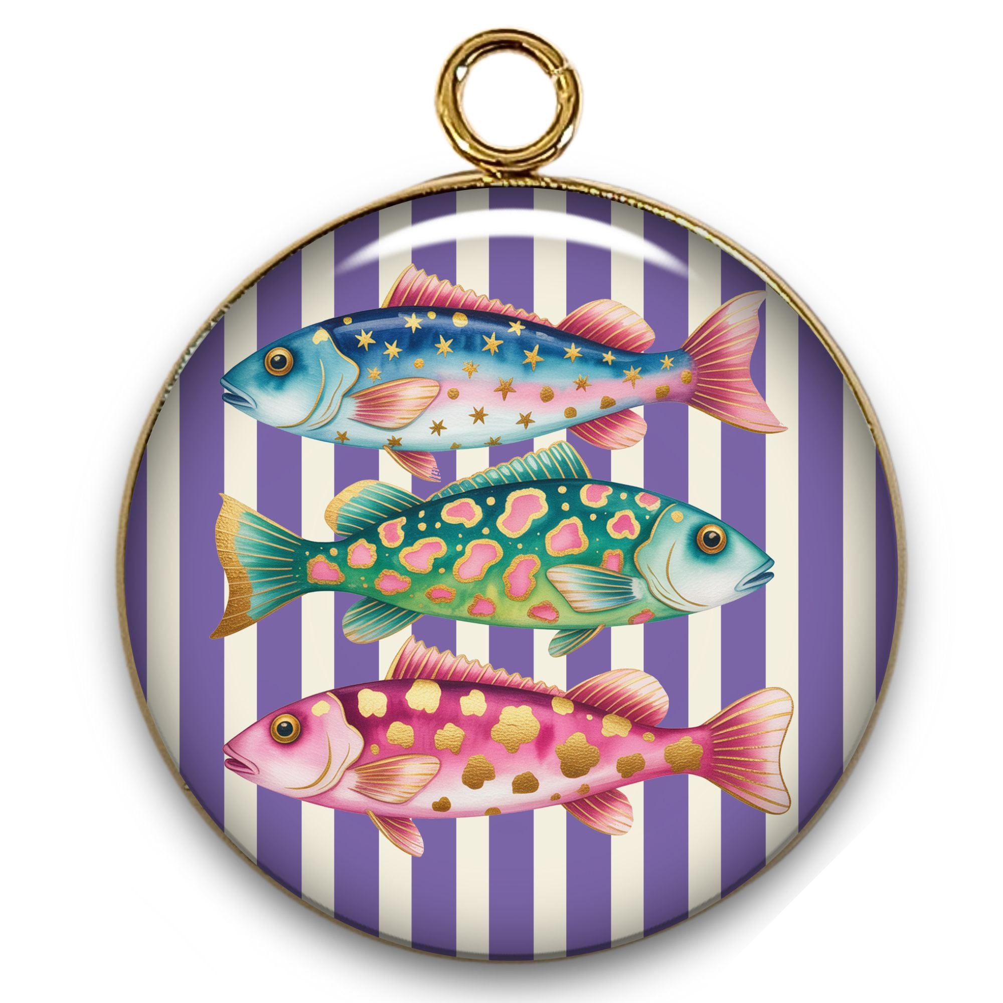 ARTSHOP Pendentifs 72 Intemporel rayures poissons 31mm