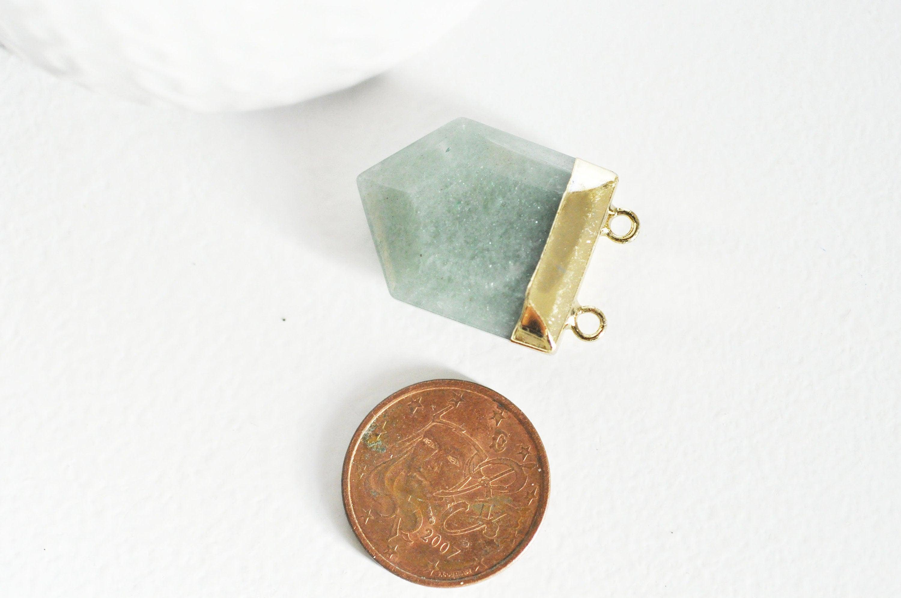 Gingerlily Pendentifs Pendentif aventurine hexagone doré 28mm G2983