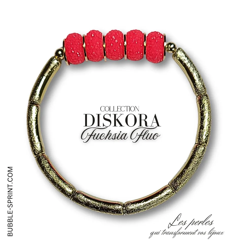 ARTSHOP DISKORA bracelet fuchsia fluo monté