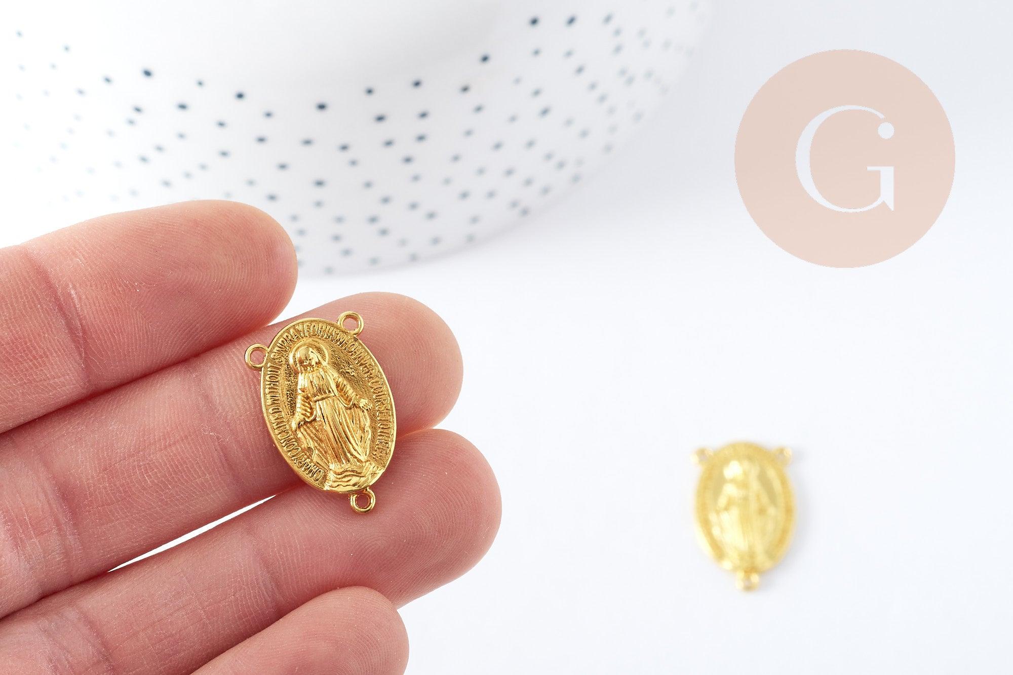 Gingerlily Pendentif médaille Vierge Marie doré 23 mm x5