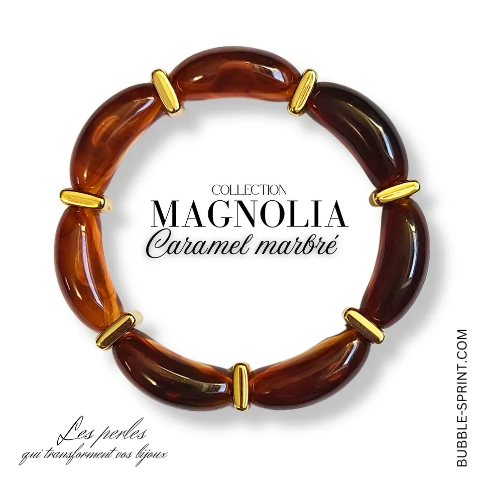 ARTSHOP Magnolia Caramel marbré kit bracelet acrylique 5,5 cm