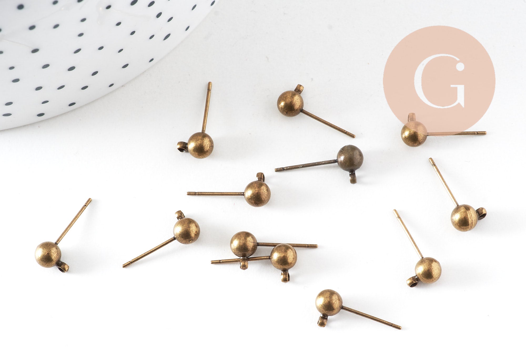Gingerlily Clous puces boule bronze anneau 5 mm x10