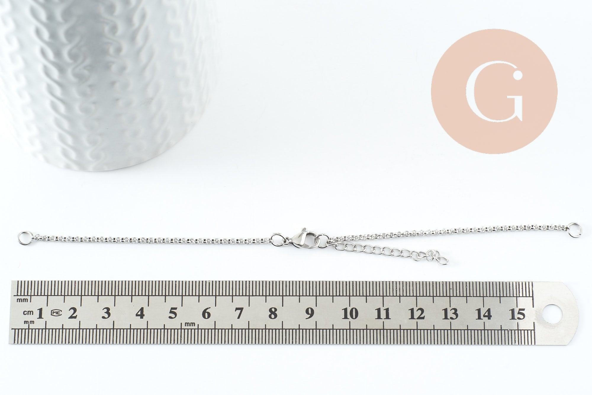 Gingerlily Apprêts Base bracelet rolo acier platine 16,5cm