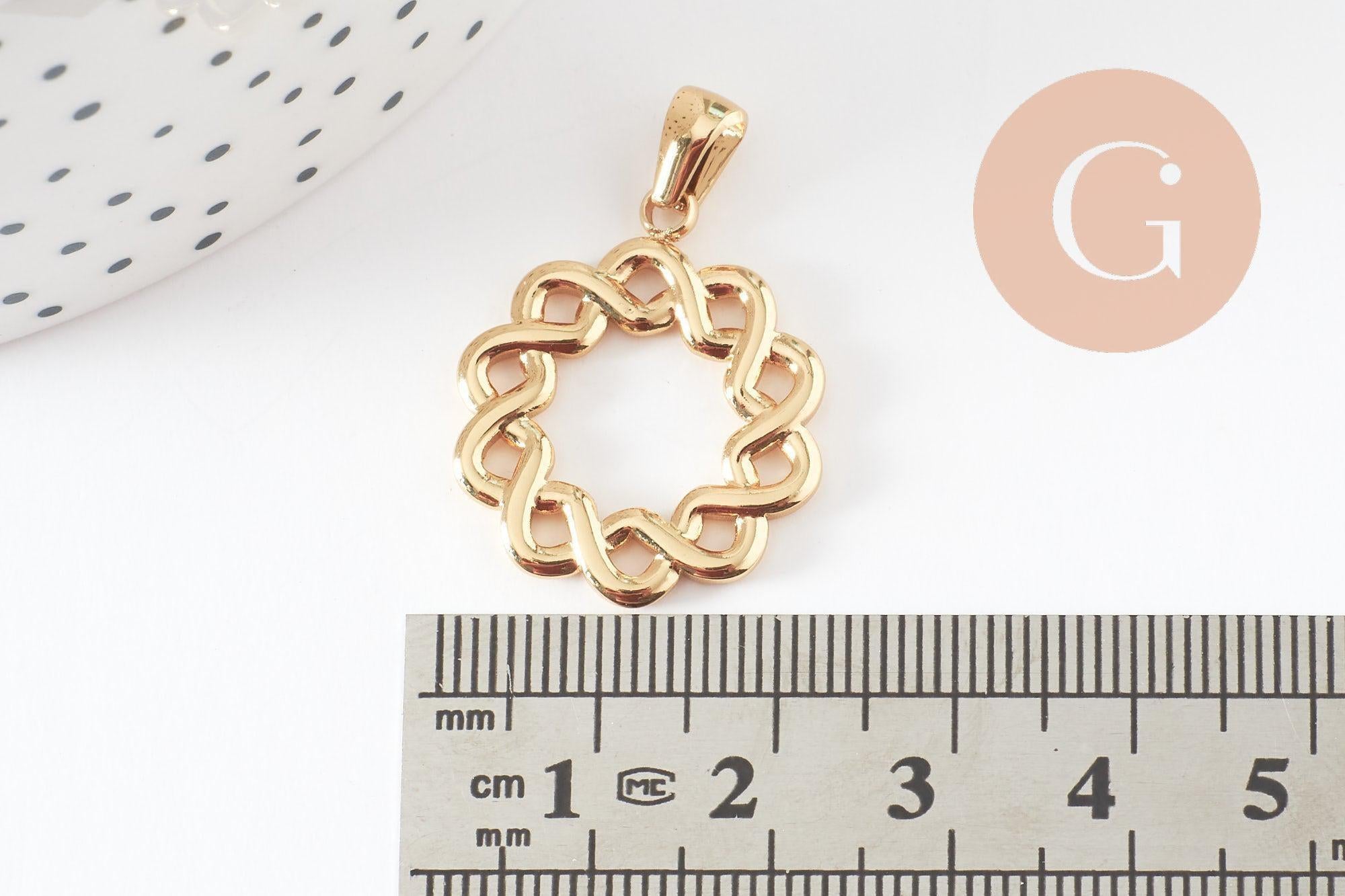 Gingerlily Pendentifs G10192 pendentif rond tressé doré 25mm