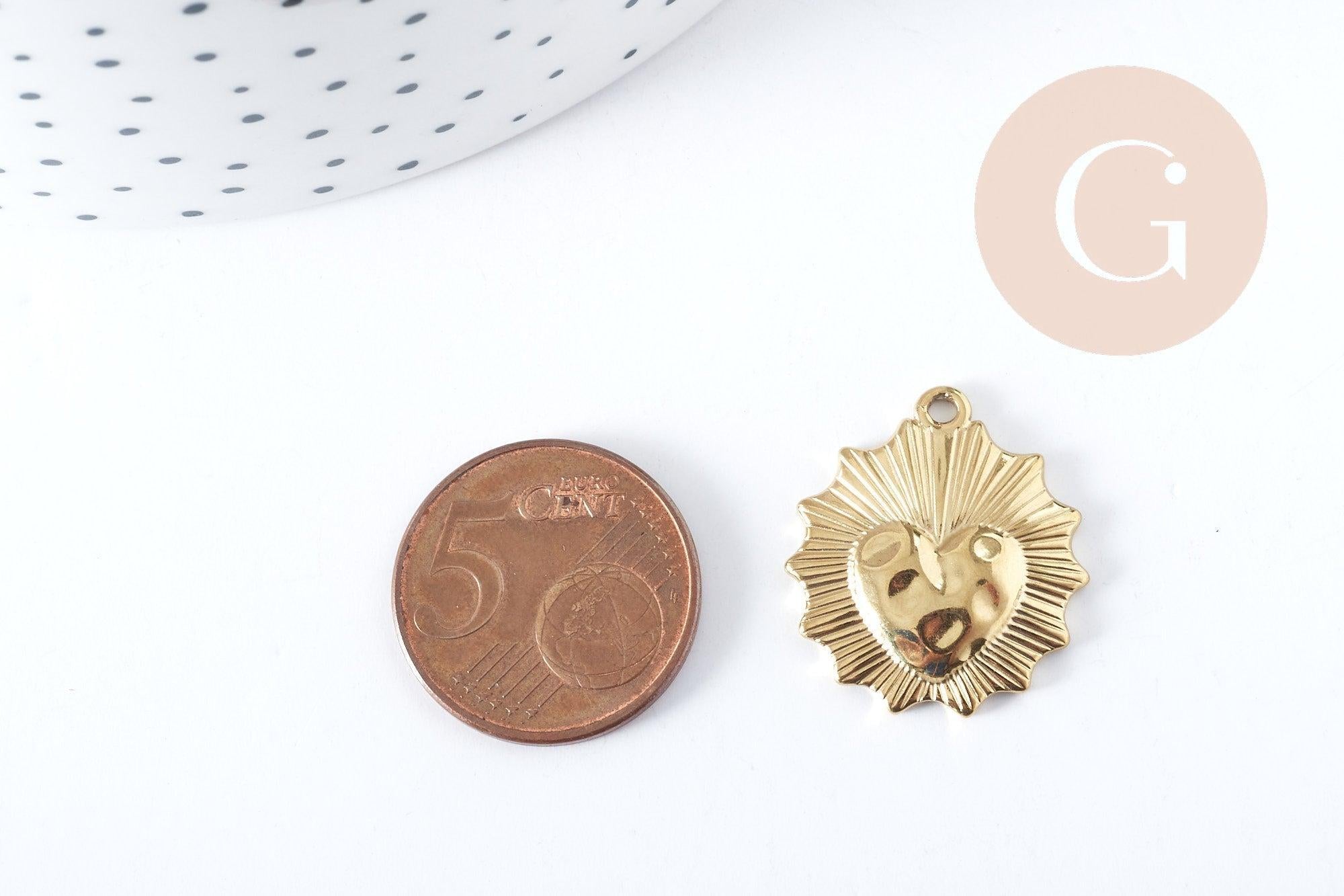 Gingerlily Pendentif coeur acier doré 23 mm x1