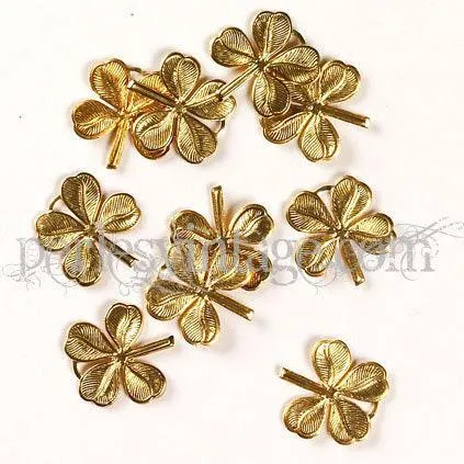 Gingerlily Pendentif trèfle 4 feuilles laiton doré