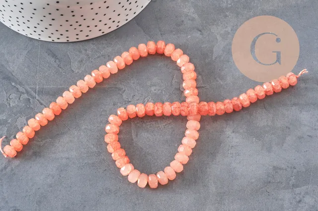 Gingerlily Perles abacus imitation jade rose corail 7,5mm fil 37cm