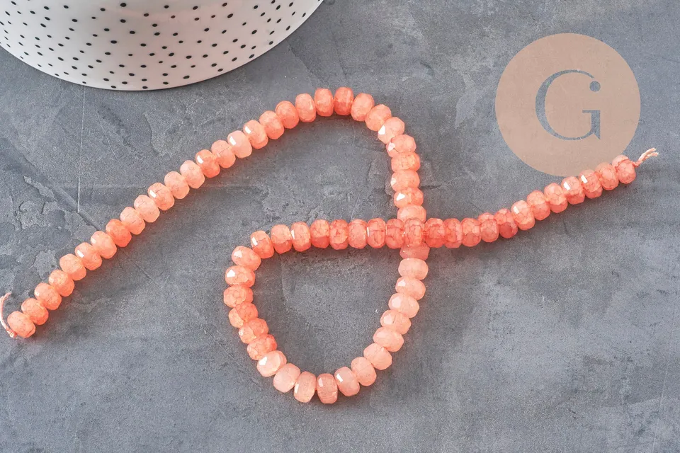 Gingerlily Perles abacus imitation jade rose corail 7,5mm fil 37cm