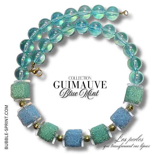 ARTSHOP Bijoux en Kits Guimauve collier Blue Mint 50cm
