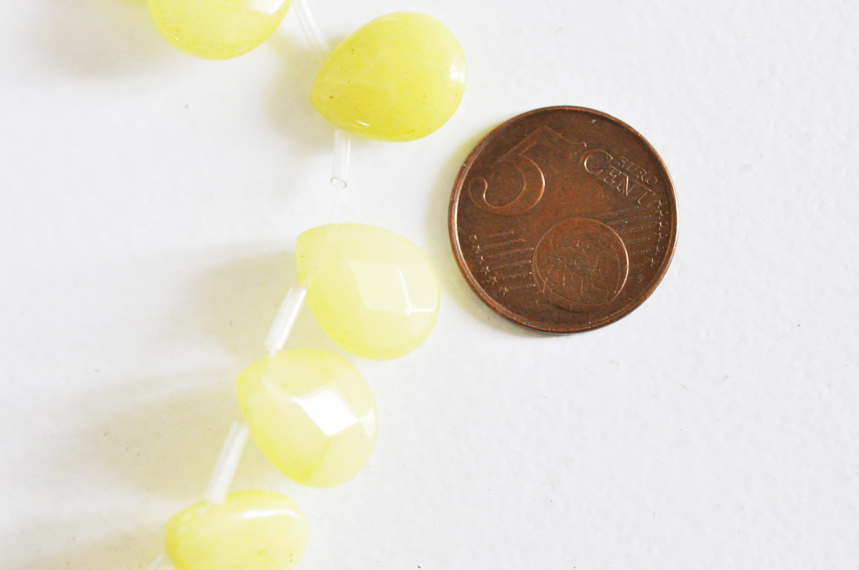 Gingerlily Perles Goutte Jade Jaune Facetté 15mm x4