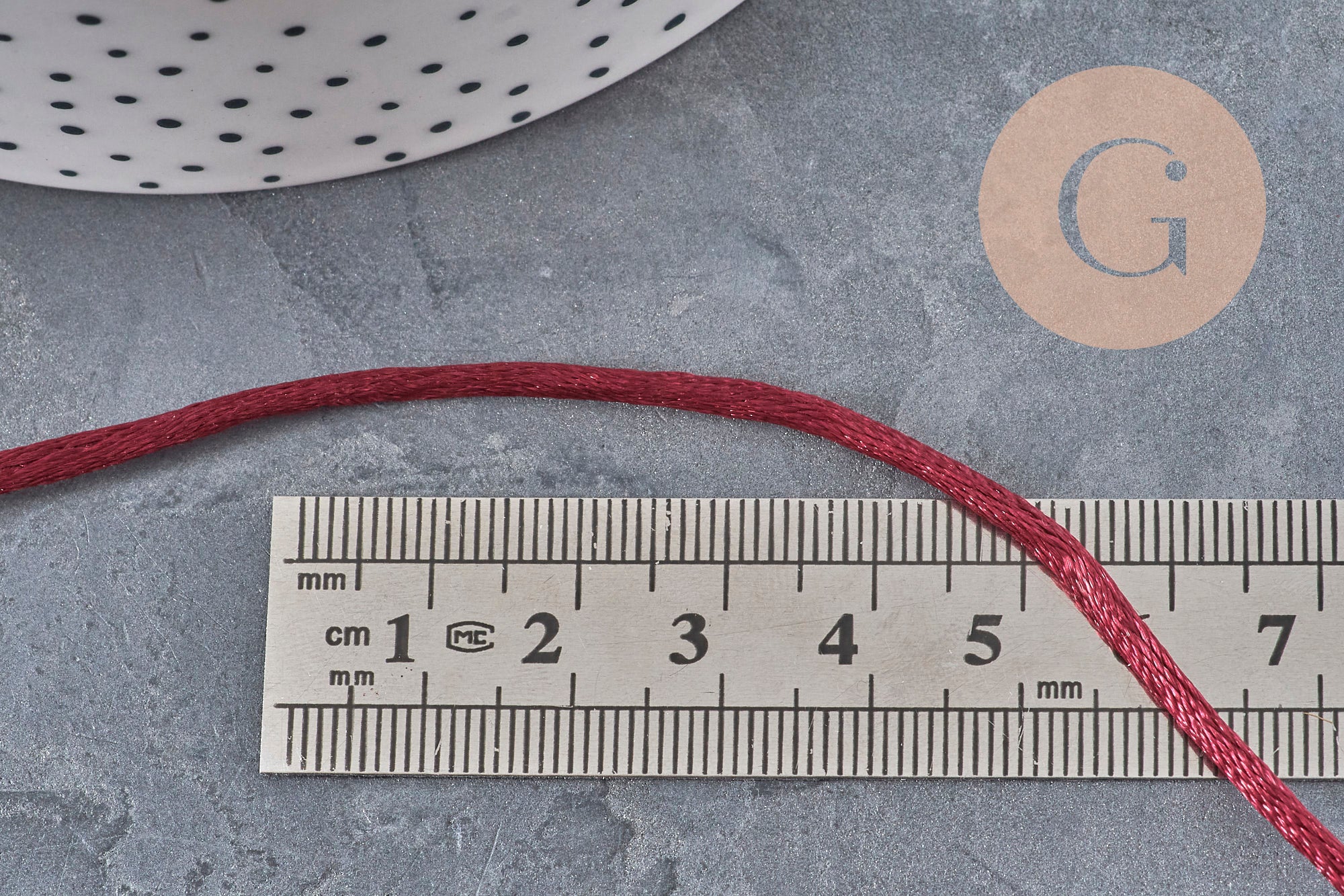 Gingerlily Cordon queue de rat bordeaux 2mm 5m satiné