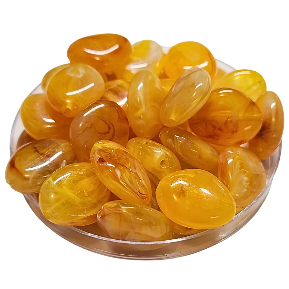 ARTSHOP Galets TIKA 3/23MM perles galets ambre marbré x10