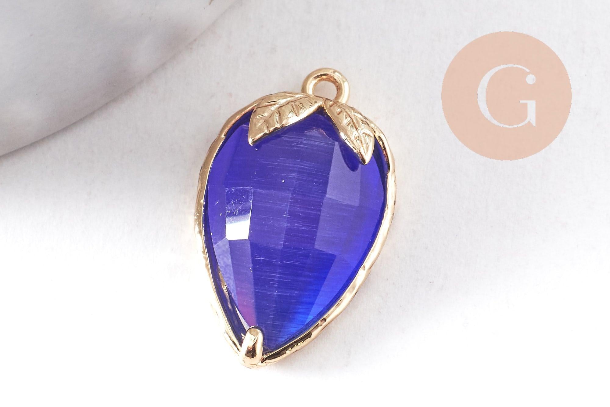 Gingerlily Pendentifs fraise pierre zircon doré 18mm rouge