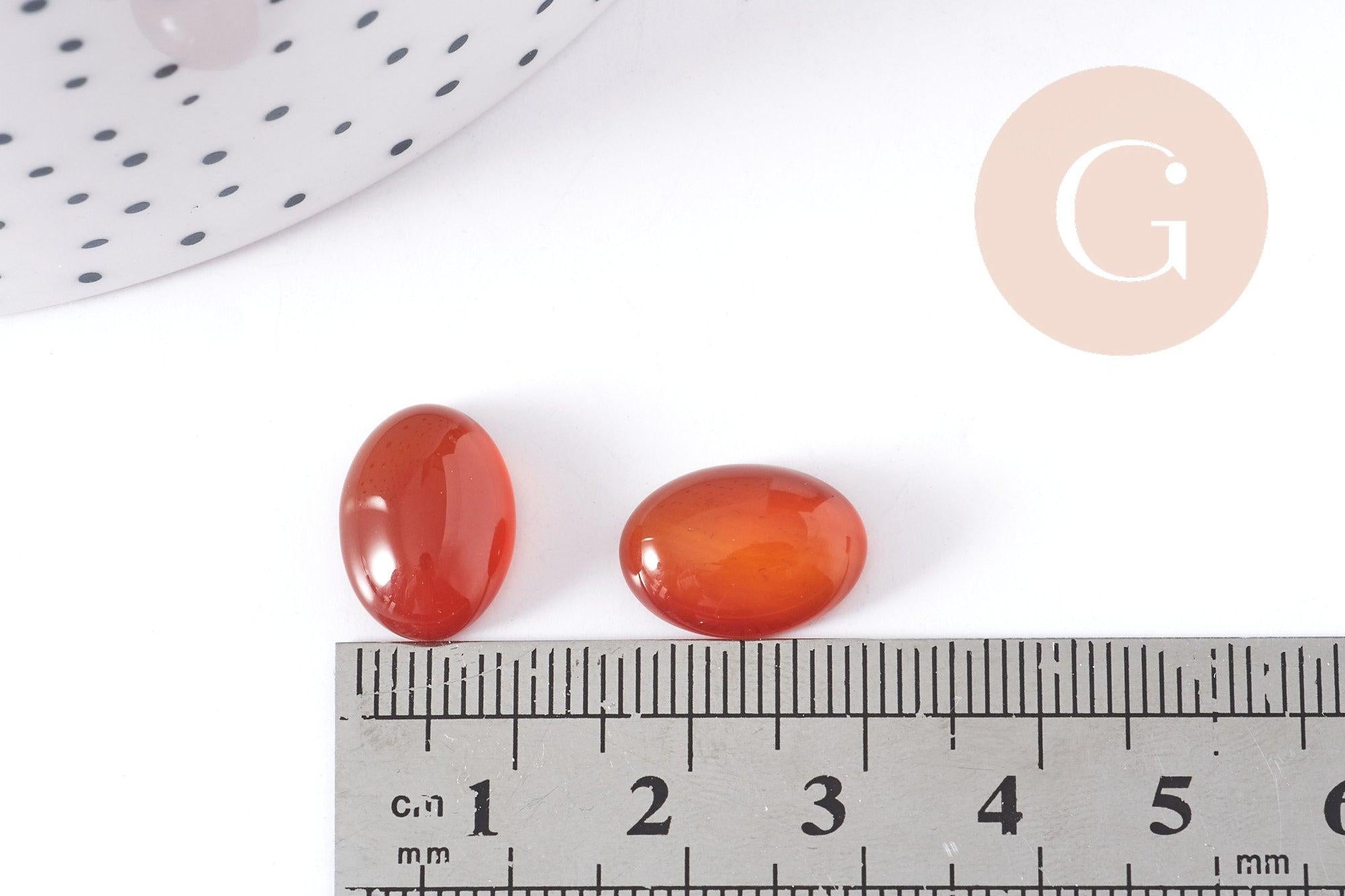 Gingerlily cabochon ovale agate marron-orange 14x10mm x1