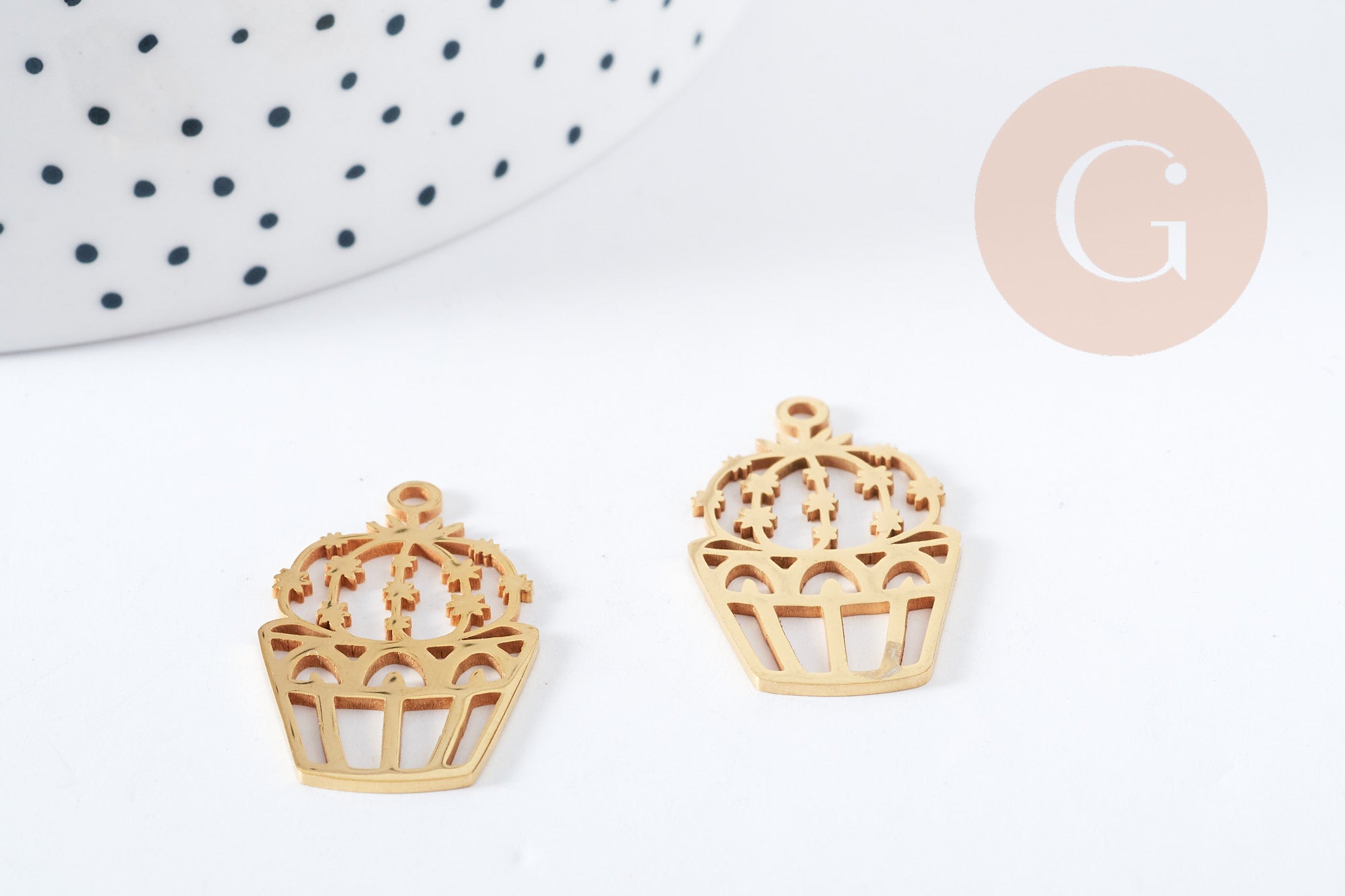 Gingerlily G5692 pendentif cactus doré 30 mm