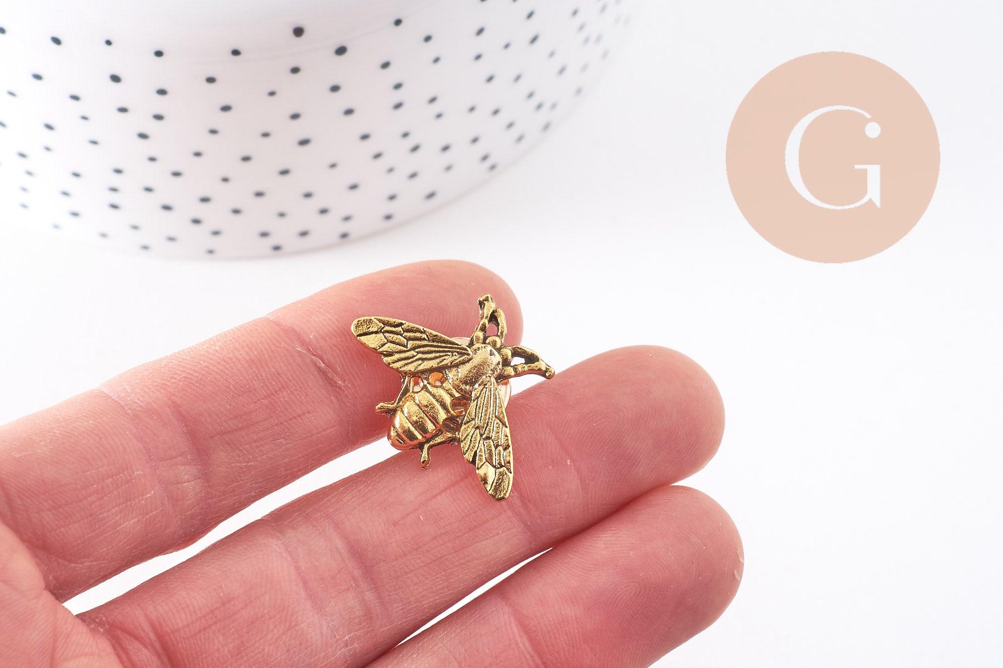 Gingerlily Broche abeille zamac doré vieilli 26mm x1