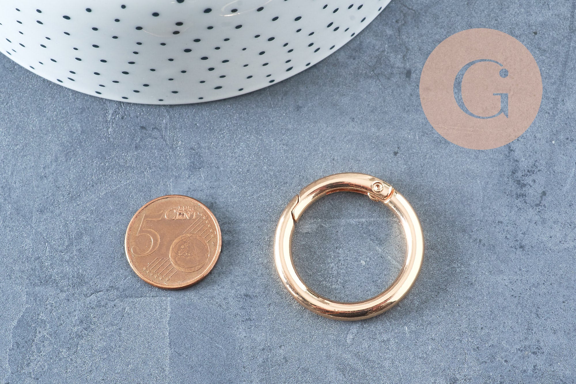 Gingerlily Fermoir mousqueton G9904 rond XXL zamac doré 32,5mm