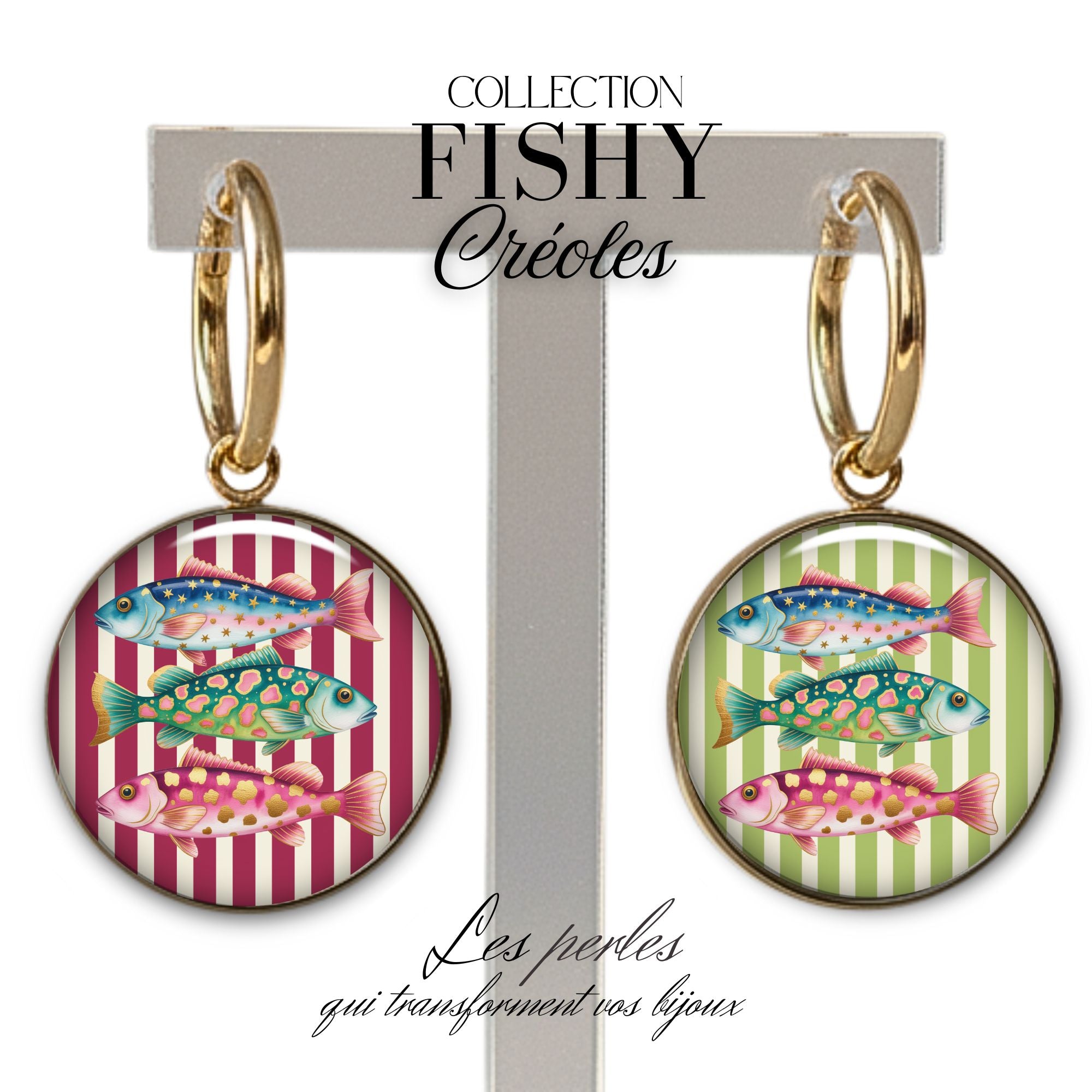 ARTSHOP Pendentifs 74 Intemporel pendentif rayures poissons 31mm x1