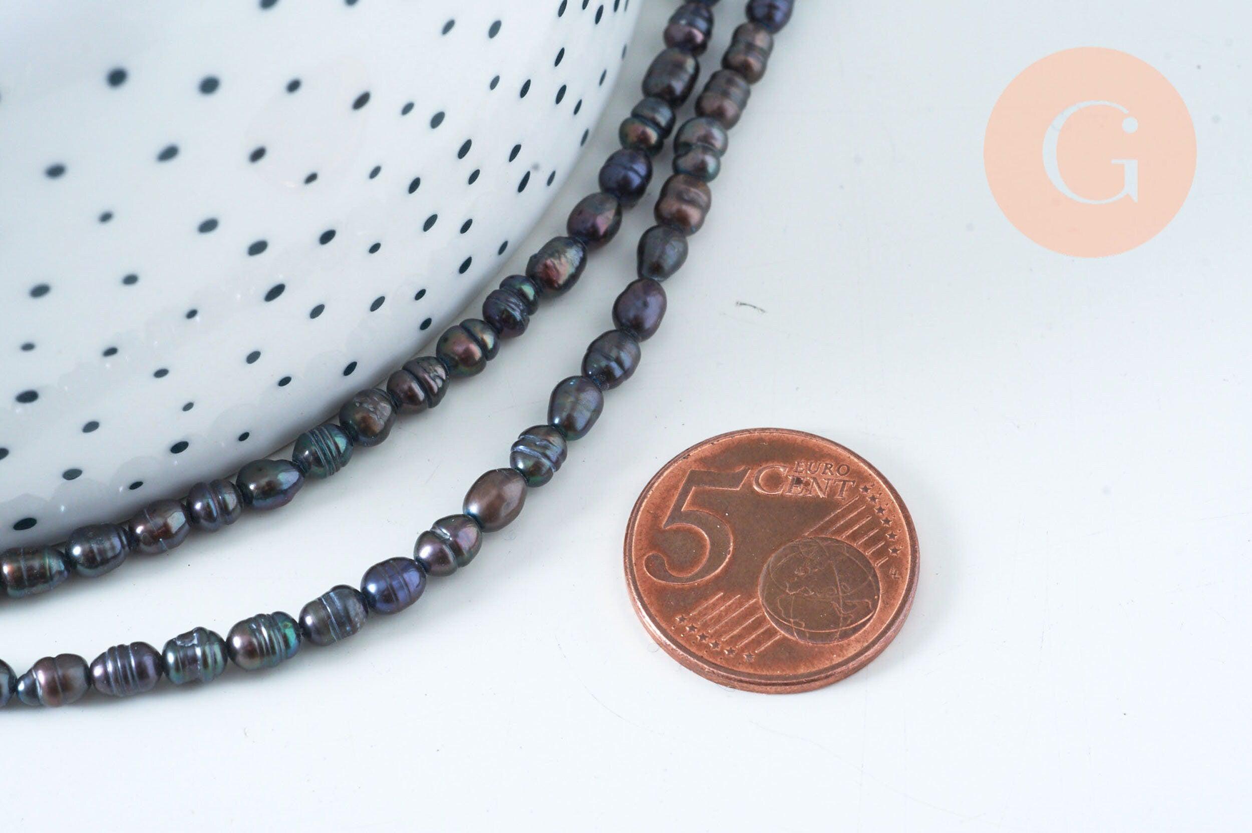 Gingerlily Perles eau douce noires 4.5-7mm fil 70 G6177